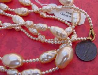 Vintage Czech 41 Long Strand Glass Based Pearl Beads Necklace  
