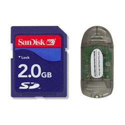 SanDisk 2G SD Card with SDHC USB Card Reader  