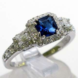 LOVELY SAPPHIRE 925 STERLING SILVER MICRO PAVE RING SIZE 8  