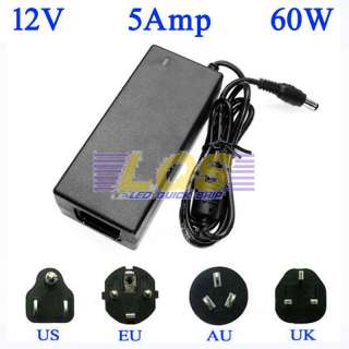 Worldwide AC 85 260V To DC 12V 5A 60W Power Supply Adapter Cord  