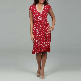 Glamour Womens Red/ White Polka Dot Dress  Overstock