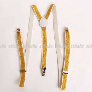 Clip on Braces Elastic Y back Suspenders Yellow 6BX3  
