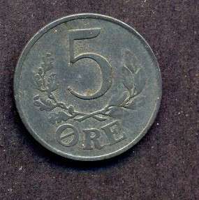 DENMARK COIN, 5 ORE,1944 YEAR  