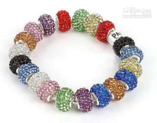   Silver Core.Mix Color Crystal Beads Fit Charm Bracelet ☆b310  