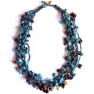 Luzy Turquoise and Mocha Bead Necklace (Guatemala)  Overstock