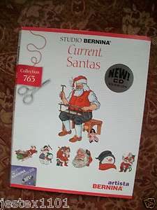 Studio Bernina Christmas Embroidery CD #763 Current Santas for Artista 