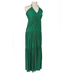 Bags Womens Pleated Green Maxi Dress  Overstock