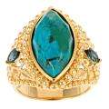 Yach 18k Gold and Silver Turquoise and Blue Tourmaline Ring Today 