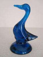   ART GLASS BLUENIQUE BLUE 5 TALL DUCK BIRD Figurine Gorgeous!  