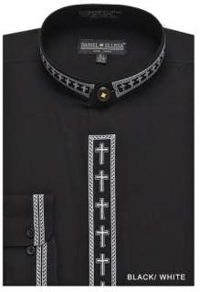   Cassock Robe Preacher Pastor Bishop Shirt Black/White 19 1/2  
