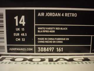   Jordan IV 4 Retro mars FIRE RED WHITE BLACK LASER DS NEW Sz 14  