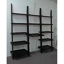 piece Black Leaning Ladder Bookshelf with Laptop Desk  Overstock 