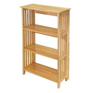 Mission 4 Tier Book Shelf Beech Wood Bookcase  