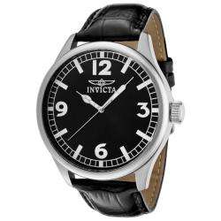 Invicta Mens Specialty Black Leather Watch  Overstock