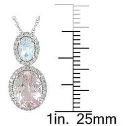 10k Gold Morganite Blue Topaz 1/5ct TDW Diamond Necklace (H I, I2 I3 