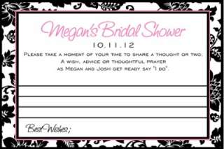 35 Personalized Bridal Shower Damask Advice Cards  