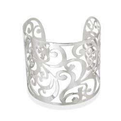 Stainless Steel Floral Design Cuff Bracelet  