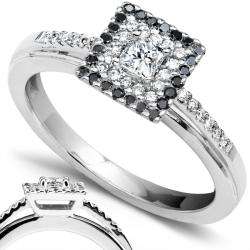   Black and White Diamond Engagement Ring (H I, I1 I2)  