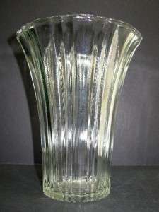   Clear Depression Glass Art Deco Modern Flower Vase 7 1/4 H  