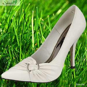 Elsie04 Pointy Dress Women High Heel Pump Shoes Cream 8  
