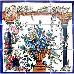 Backsplash Floral Arcades 9 tile Ceramic Mosaic  