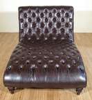 Latte Tufted Leather Double Chaise Lounge  