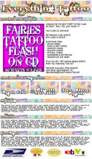 TATTOO FLASH FAIRIES 80 SHEETS W/LINES   VERY GIRLY  