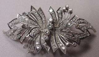 Deco 3.5 Cts Diamonds Plat Double Clip Brooch  