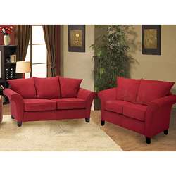 Provence Crimson Red Flared Arm Sofa/ Loveseat  