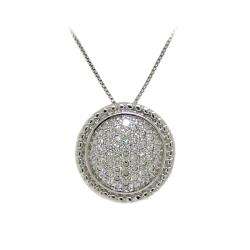 Sterling Silver Cubic Zirconia Pave Circle Necklace  Overstock