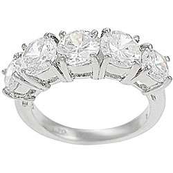 Tressa Sterling Silver Graduated Five stone CZ Ring  Overstock