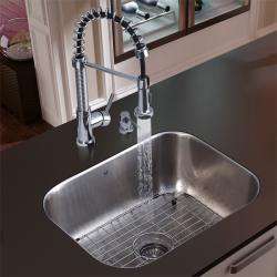   Undermount Stainless Steel Kitchen Sink, Faucet, Grid and Dispenser