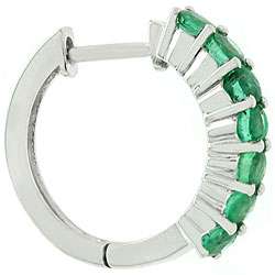 14k White Gold Emerald Hoop Earrings  Overstock