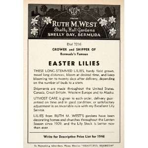  1947 Ad Ruth M. West Shelly Hall Gardends Easter Lilies 
