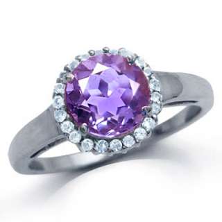   Fluorite & White Topaz Gold Plated 925 Sterling Silver Cocktail Ring