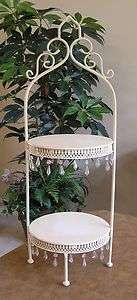 Vintage Shabby French Chic Metal Pie Cup Cake Tiered 2 Shelf Stand 