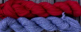Wool sock yarn sport weight, red and dark gray  