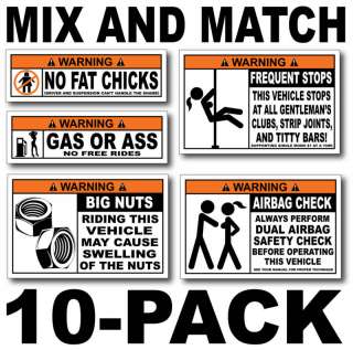 10 Pack Funny ATV Warning Stickers Decals Sportsman 4x4  