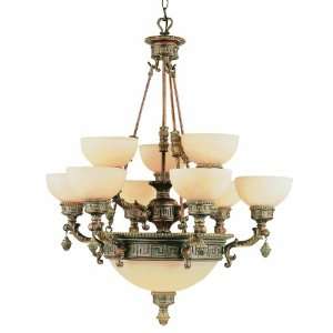   8536 9 3 Lt Chandelier W Bottom Bowl Lincoln Copper