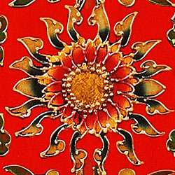 Red and Gold Hand painted Tibetan Cabinet  Overstock