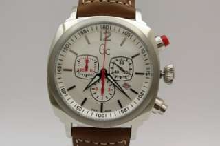 GC Guess Swiss Collection Men Chronograph Leather Band Watch Date 48mm 