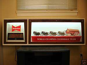 Vintage Budweiser Clydesdales lighted sign with clock  