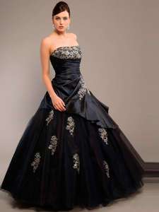 Black Applique Party/Ball/Prom Dress/Bridesmaid Gown *Custom* Size4 