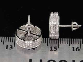 MENS 10K WHITE GOLD 1.15 CT DIAMOND 3D CIRCLE BUTTON STUDS EARRINGS 