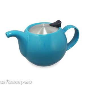 FORLIFE TEAL BLUE Q TEAPOT W/ BASKET TEA INFUSER 24 oz  