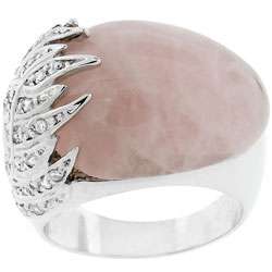 Silvertone Oversized Rose Quartz Cocktail Ring  