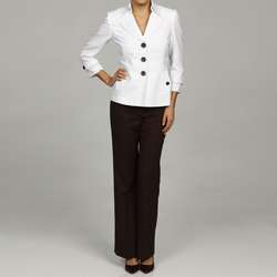 Tahari ASL Womens White Jacket Pant Suit  Overstock