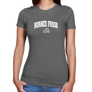  TCU Horned Frogs Ladies Charcoal Logo Arch T shirt Sports 