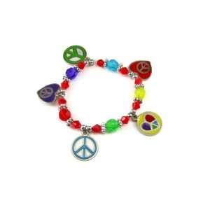  Peace and Love Charm Stretch Bracelet for Kids Jewelry