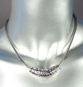 Designer Style Bali Balinese Silver Filigree Cable Chain Necklace 